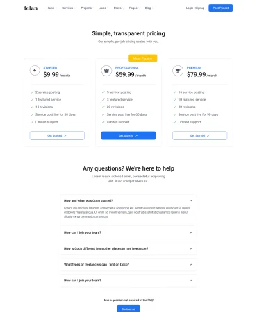 Pricing Table Page